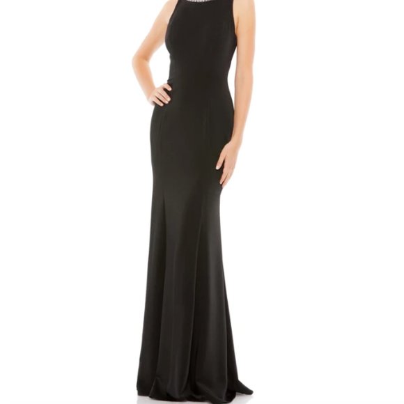 MAC DUGGAL 4903 EMBELLISHED NECK TRUMPET BLACK GOWN SZ 6 - Picture 8 of 10
